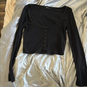 Black Button-Up Women's Top